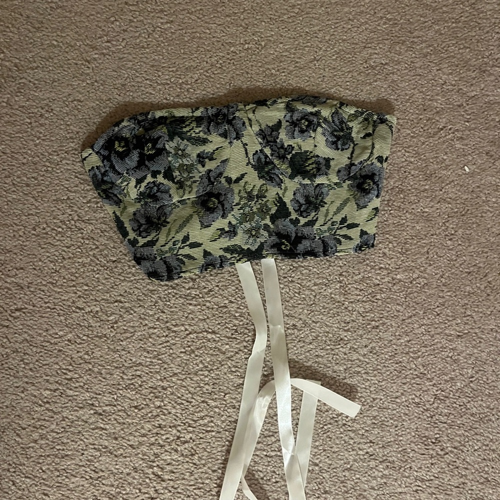Lace up flower crop top